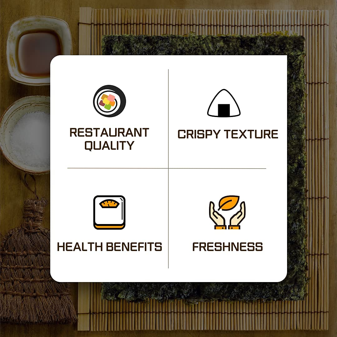 CHOI's 1(Daechun) Roasted Seaweed, Gim, Sushi Nori /(50 full sheets) /Gold Grade/Product of Korea/Kimbap, Gimbap, Keto, Gluten Free, Full of Fiber, Vitamin, Mineral, High protein