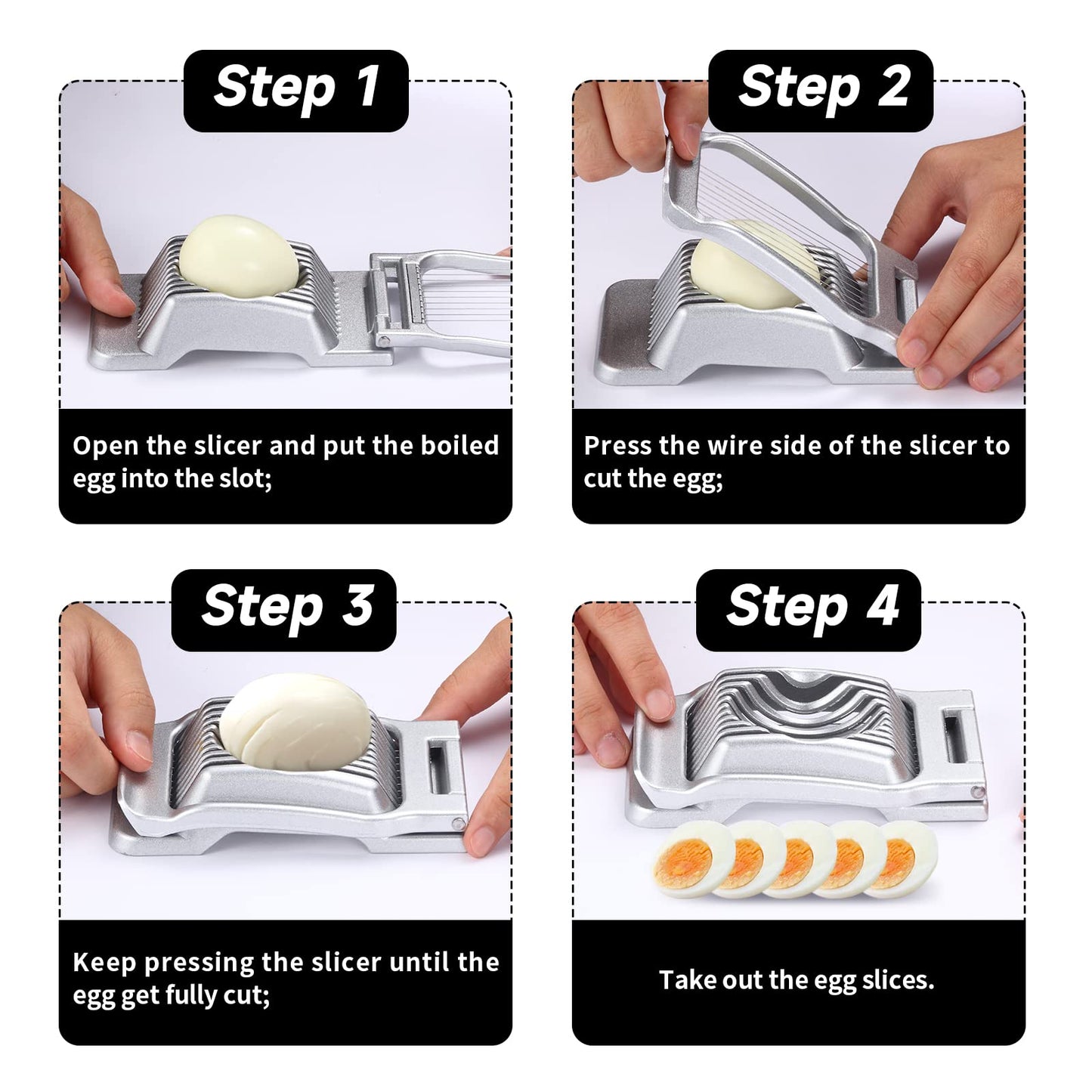 2 Packs Egg Slicer,Strawberry Slicers, Stainless Steel Wire Egg Slicer for Hard Boiled Eggs, Heavy Duty Aluminum Base Metal Egg Cutter for Egg Strawberry Soft Fruit & Food, Dishwasher Safe