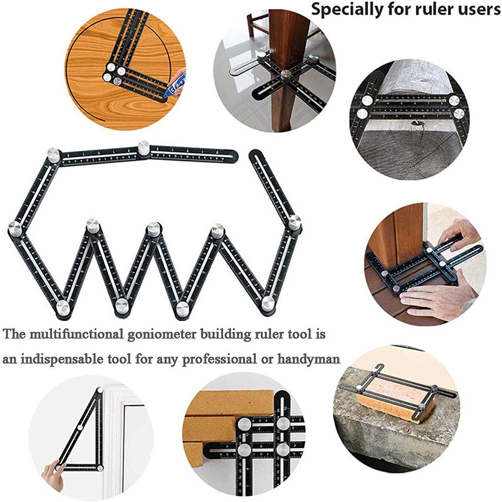 Multi-Angle Measuring Ruler - 12-Side Hole Positioning Aluminum Alloy Template Tool With Universal Drilling Locator