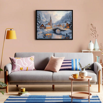 CVURMFH 5D Fall Diamond Painting Kits for Adults, Winter Beautiful Christmas Snow Scene Diamond Art Kit, DIY Full Square Drill Christmas Diamond Gem Art Kits for Adults 12x16 Inch