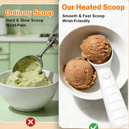Heated Ice Cream Scoop, 2-in-1 Electric Scooper with ON/Off Switch, 2-Temp Adjustable (113°F-158°F), IP67 Waterproof, Rechargeable, Perfect for Hard Ice Cream, Seniors, Kids, Ideal Gift