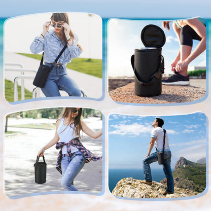 Easecos Food Jar Carrier Bag Insulated Lunch Bag Compatible with Thermos 24 Oz Insulated Jar, Wide Mouth Mason Jars Holder Pouch with Adjustable Shoulder Strap for Office Commute, Picnic, Camping