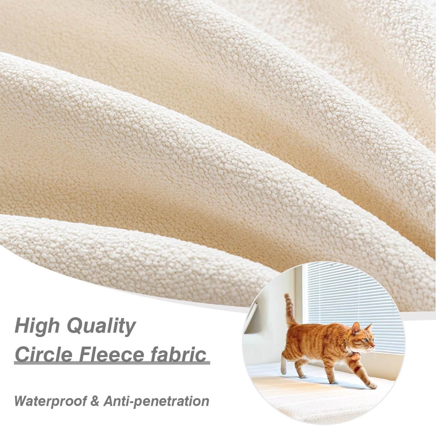 Custom Window Seat Cushions Indoor, Circle Fleece Bay Window Cushion, Waterproof Anti-cat Scratch Custom Bench Cushions