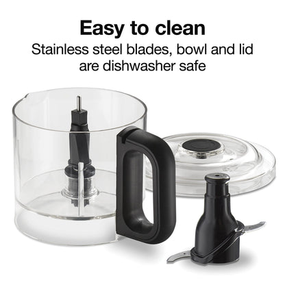 Proctor Silex Durable Electric Vegetable Chopper & Mini Food Processor with 2 Speeds for Chopping, Puree & Emulsify, 3.5 Cups, Silver