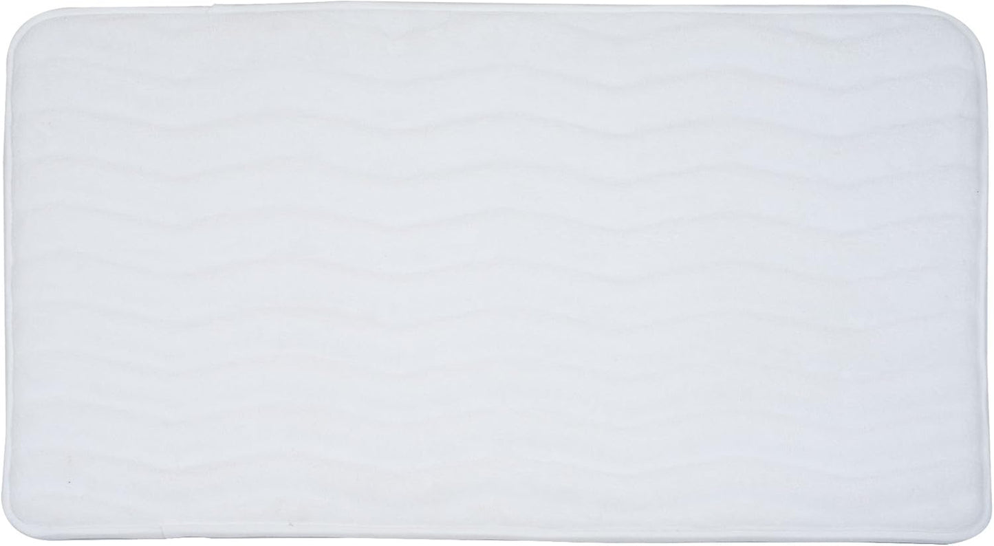 Microfiber Memory Foam Bathmat, Oversized Padded Nonslip Accent Rug for Bathroom, Kitchen, Laundry Room, Wave Pattern