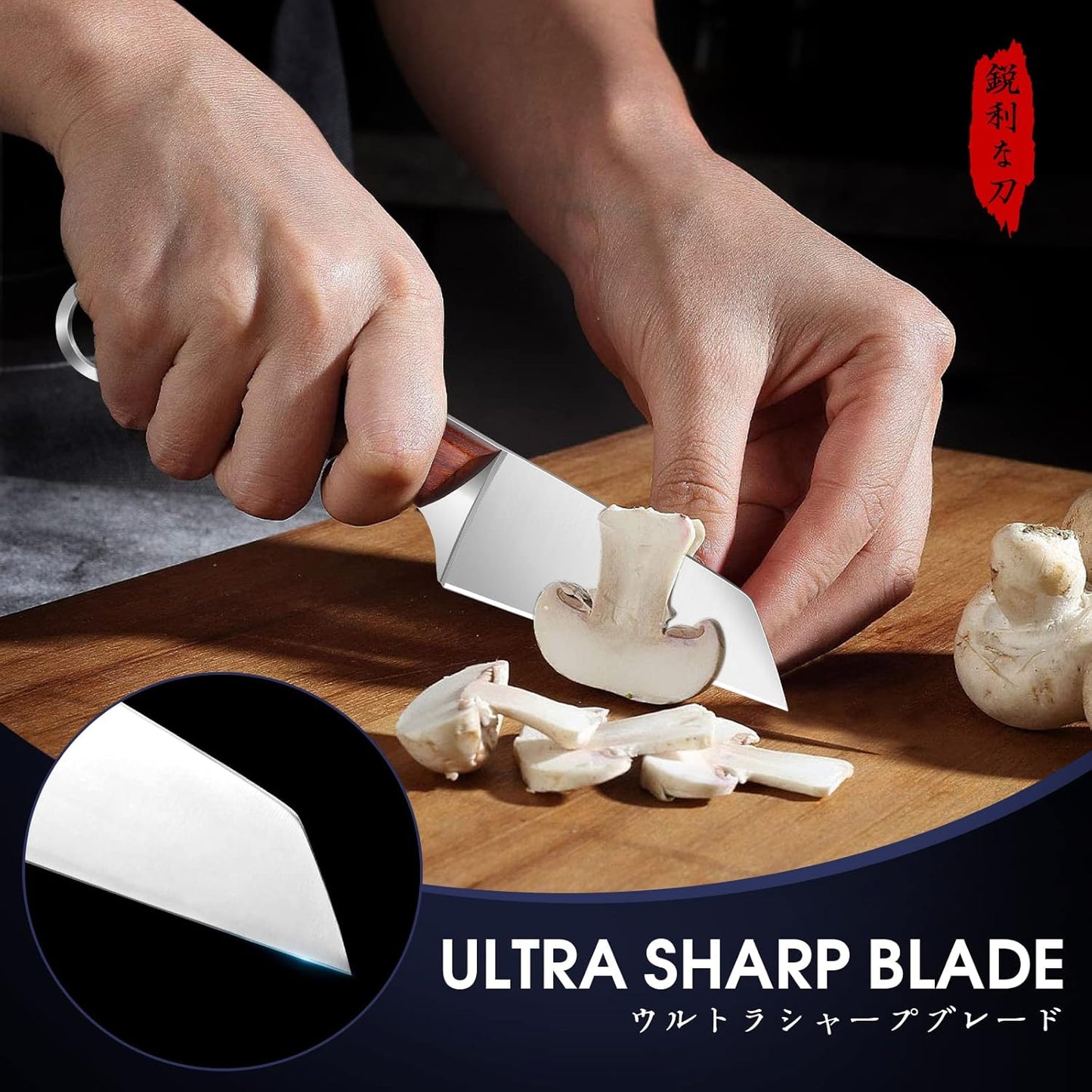 Huusk Japan Small Meat Knife, Portable Kitchen Knives for Steak, Fruit, Carbon Steel Boning Knife, Vegetable Knife with