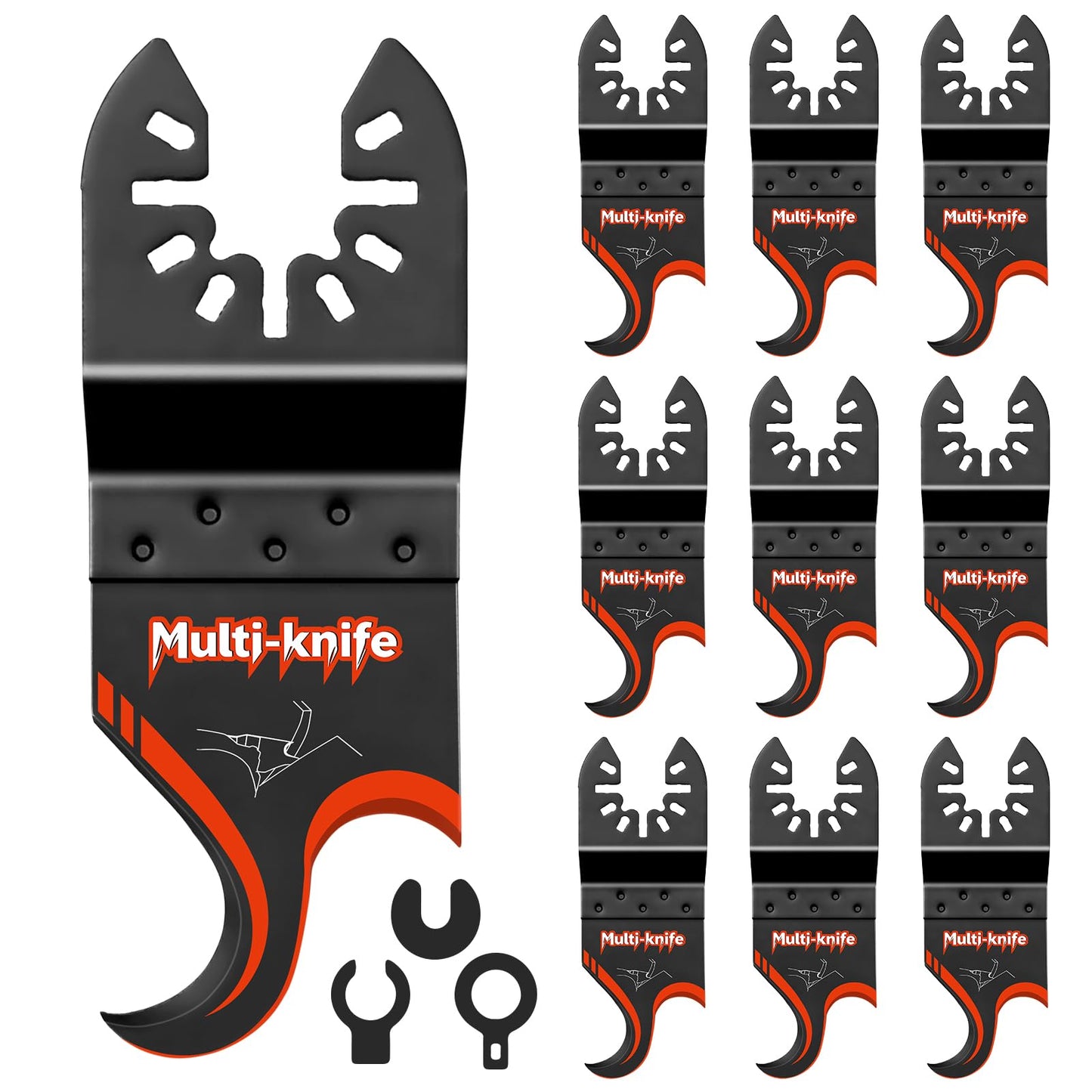 AIFICUT 10 PCS Oscillating Multi Tool Hook Knife Blade for Carpet Roof Shingles Soft Materials Universal Oscillating Tool Accessory Compatible with DeWalt Makita Milwaukee and More