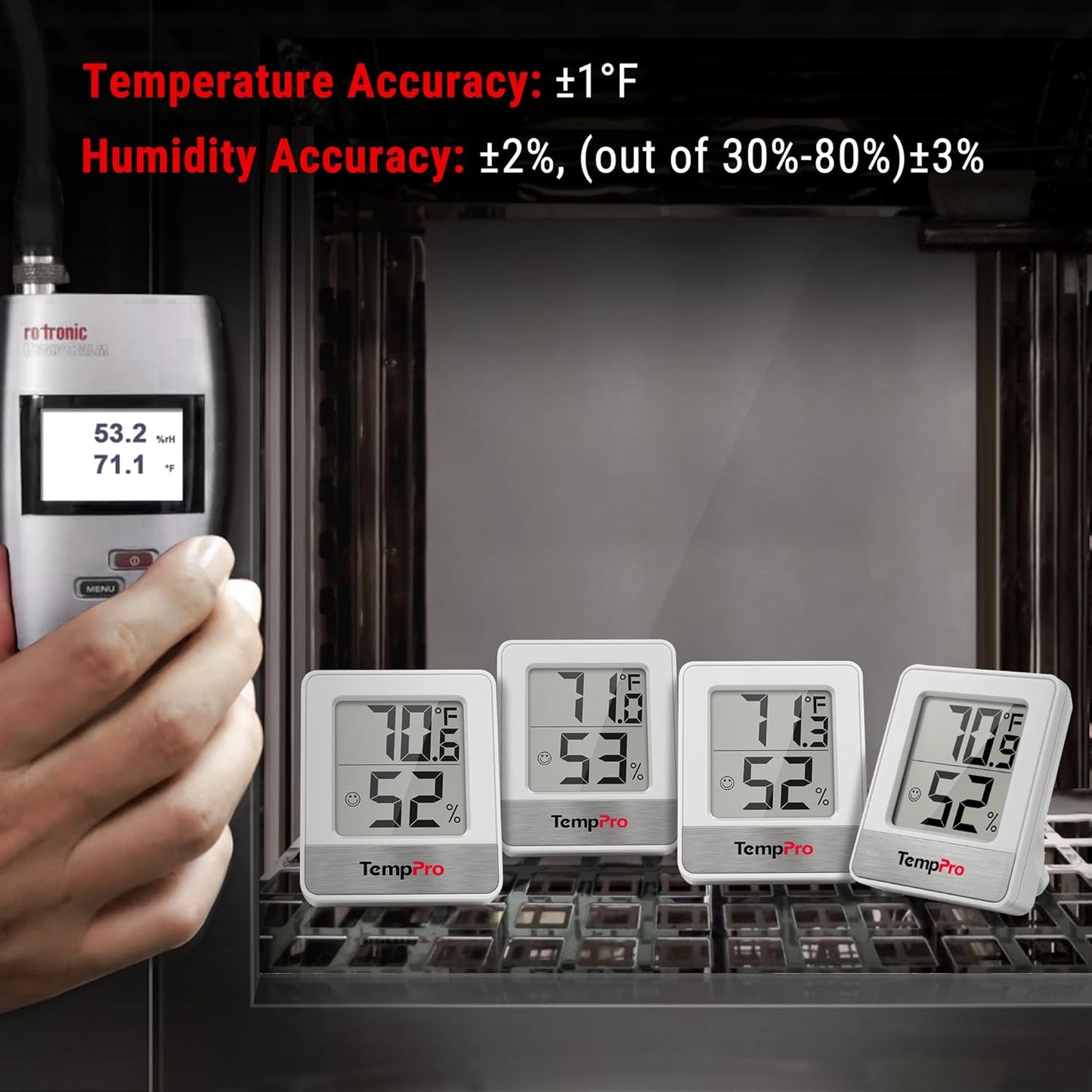 TempPro TP49 Digital Hygrometer & Indoor Thermometer - Accurate Humidity & Temperature Monitor | Mini Design