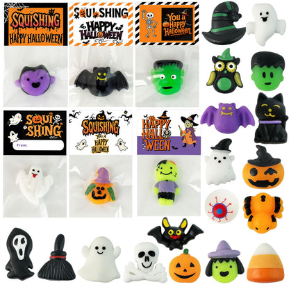 24Pack Halloween Mochi Squishy Toys,Halloween Party Favors, Halloween Classroom Gifts,Bulk Spooky Squishies Toys, Goodie Bag Basket Fillers,Halloween Treats Non Candy for Kids