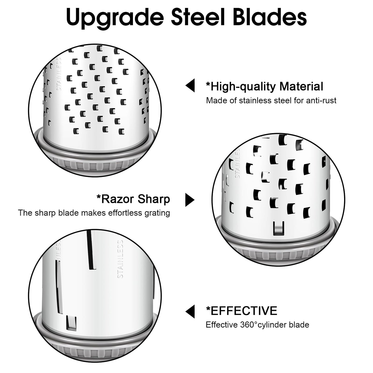 JUDOUDOU Cheese Grater Hand Crank - Classic Rotary Cheese Grater, Parmesan Cheese Shredder Handheld with 3 Stainless Steel Drums, Can be used for Hard Cheese, Chocolate and Nuts - Dishwasher Safe