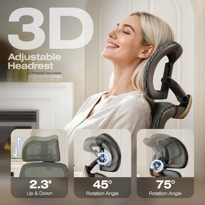 ELABEST X100 Ergonomic Mesh Office Chair with Footrest, Big and Tall Hone Desk Chair with 5D Flip-Up Arms, Adjustable 3D Lumbar Support,Gaming & Executive Computer Chairs