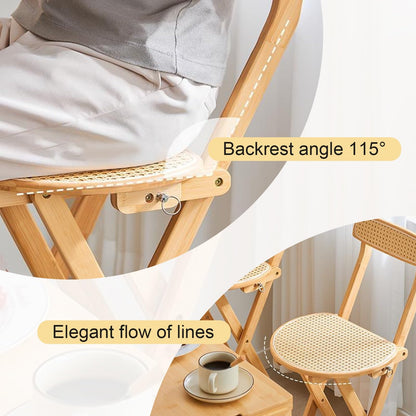 Folding Chairs, Kitchen Island Stools, Comfortable Bamboo Folding Chair with Backrest and Footrest, Counter Stool for Events Office Wedding Party Picnic Kitchen