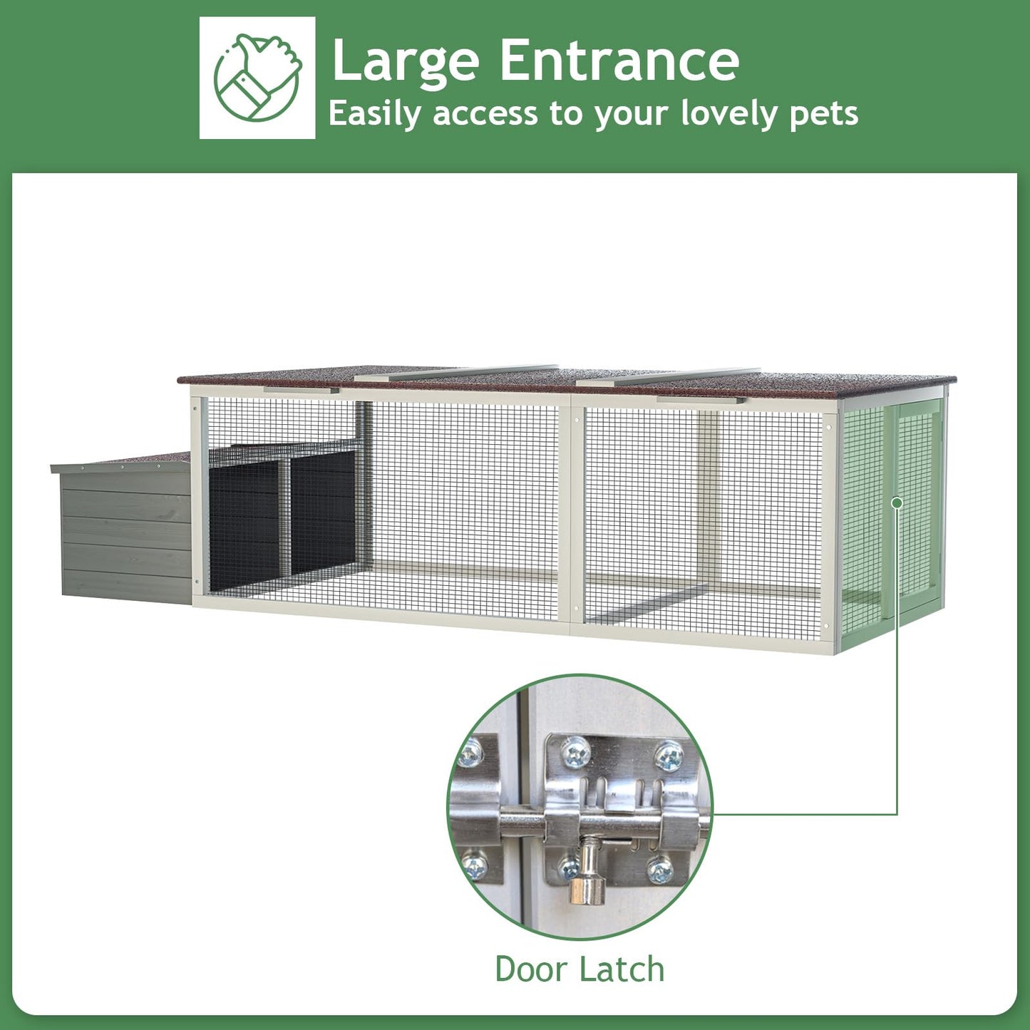 85" Large Wooden Chicken Coop for 2-4 Chickens, Weatherproof Hen House with Nesting Box, Run, Walk-in Poultry Cage with Locks, Outdoor Chicken Duck Coop Rabbit Hutch for Backyard Farm