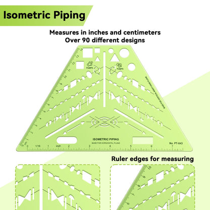Tosstuki 2 Pack Isometric Piping Template Professional Plumbing Elevation Template Guide Electrical Drafting Isometric Piping Drawing Stencil