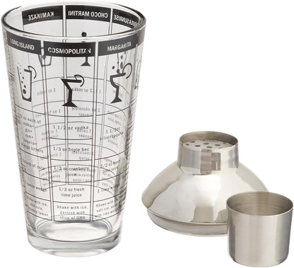 Franmara 8151-BX Recipe Cocktail Shaker, Stainless Steel/Glass