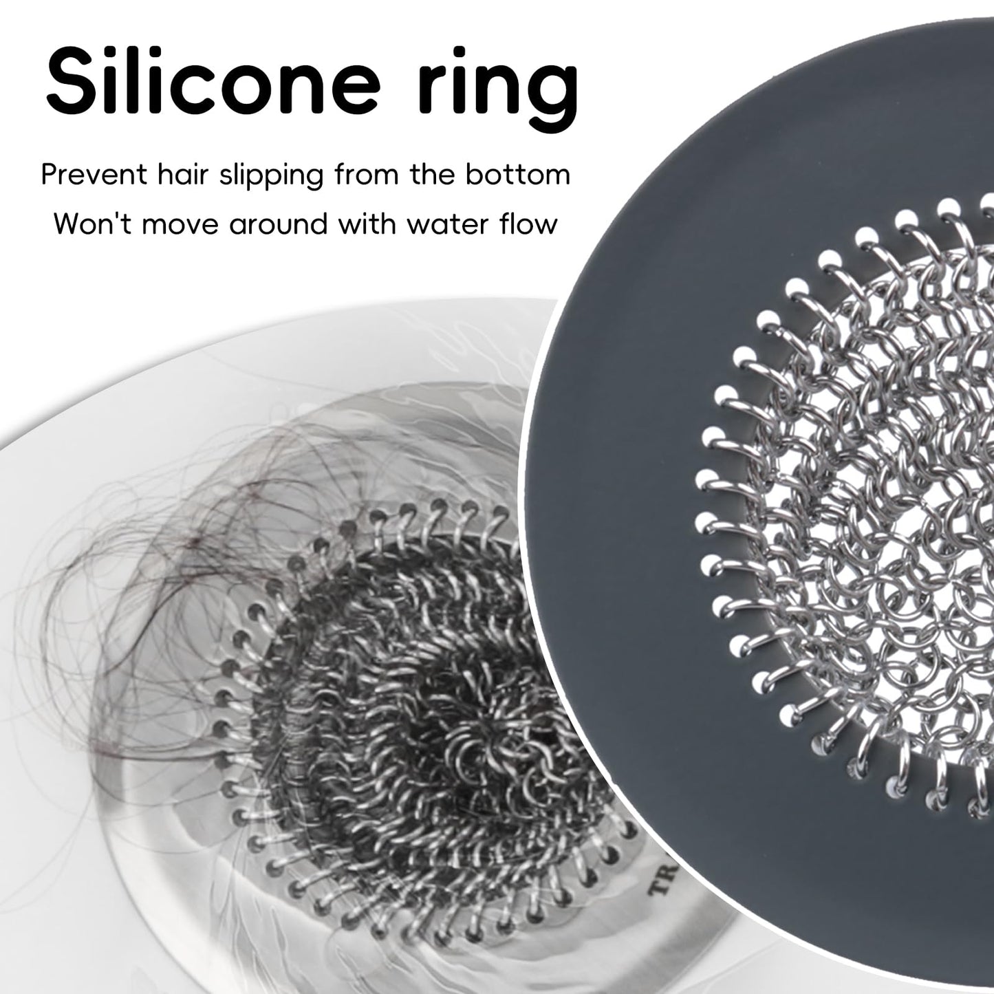 TRAPMATE 2 Pack Bathroom Sink Drain Strainer, 4.4" Fast Drainage Shower Drain Hair Catcher, Anti-Slip Bathtub Drain Hair Catcher, Stainless Steel Shower Drain Cover for Tub, Sink (Patented Product)