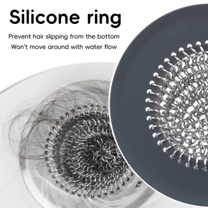 TRAPMATE 2 Pack Bathroom Sink Drain Strainer, 4.4" Fast Drainage Shower Drain Hair Catcher, Anti-Slip Bathtub Drain Hair Catcher, Stainless Steel Shower Drain Cover for Tub, Sink (Patented Product)