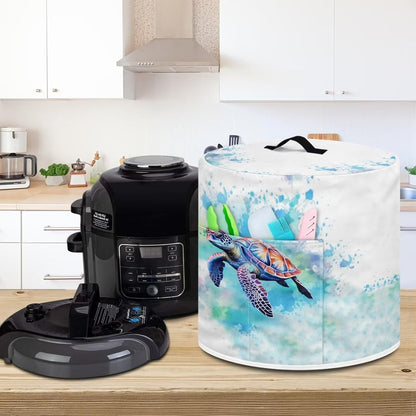 Sea Turtle Dust Cover for Instant Pot 6-8 Quart, Insulated Pressure Cooker Cover with Pockets for Accessories