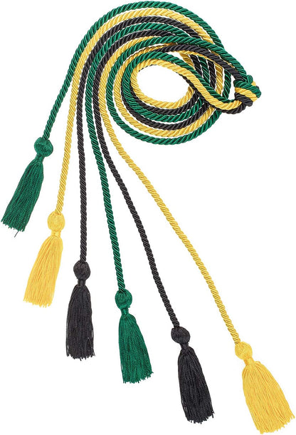 Whaline Graduation Honor Cords - 3Pcs Rayon Braided Tassels for Graduates | Black, Gold, Green