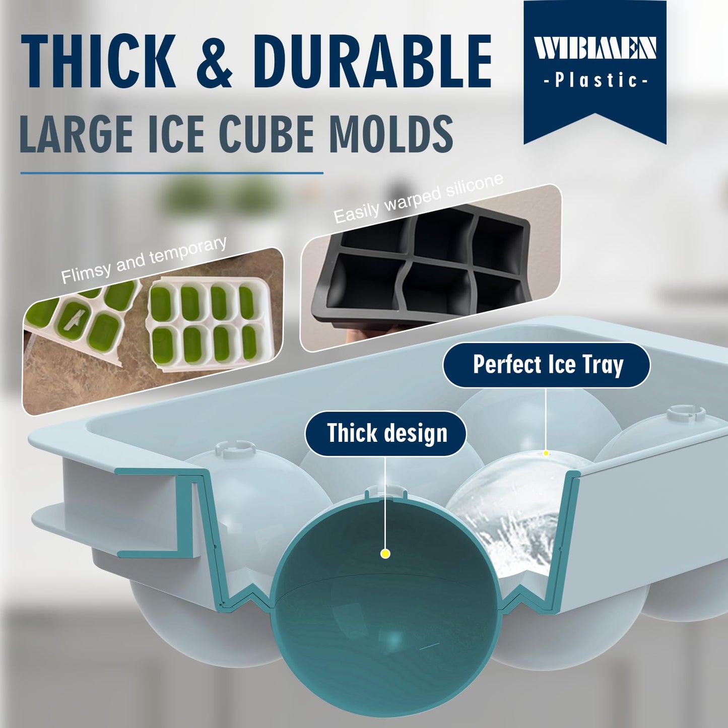 Large Ice Ball Maker Mold, 2.5" Round Ice Cube Mold for Whiskey Bourbon Cocktail, 8 Balls, Sphere Ice Mold, Big Ice Cube Tray with Container and Tongs, Easy to Fill & Release