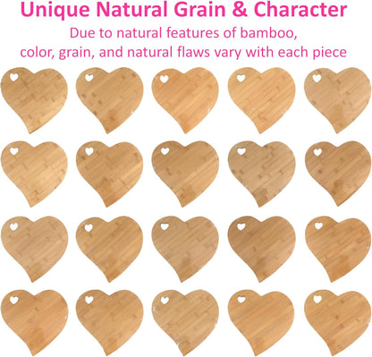 Heart Shaped Charcuterie Board, Unique Wooden Cutting Board for Meat and Cheese Platter (Bamboo)