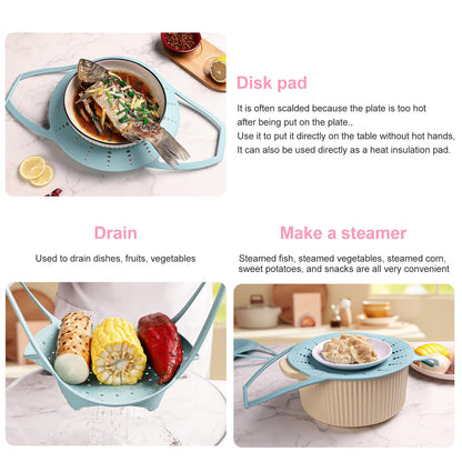 Vbvbip Silicone Steamer Basket with Collapsible Design for Vegetables - Instant Pot Compatible, Reusable, Non-Stick, BPA-Free,Blue
