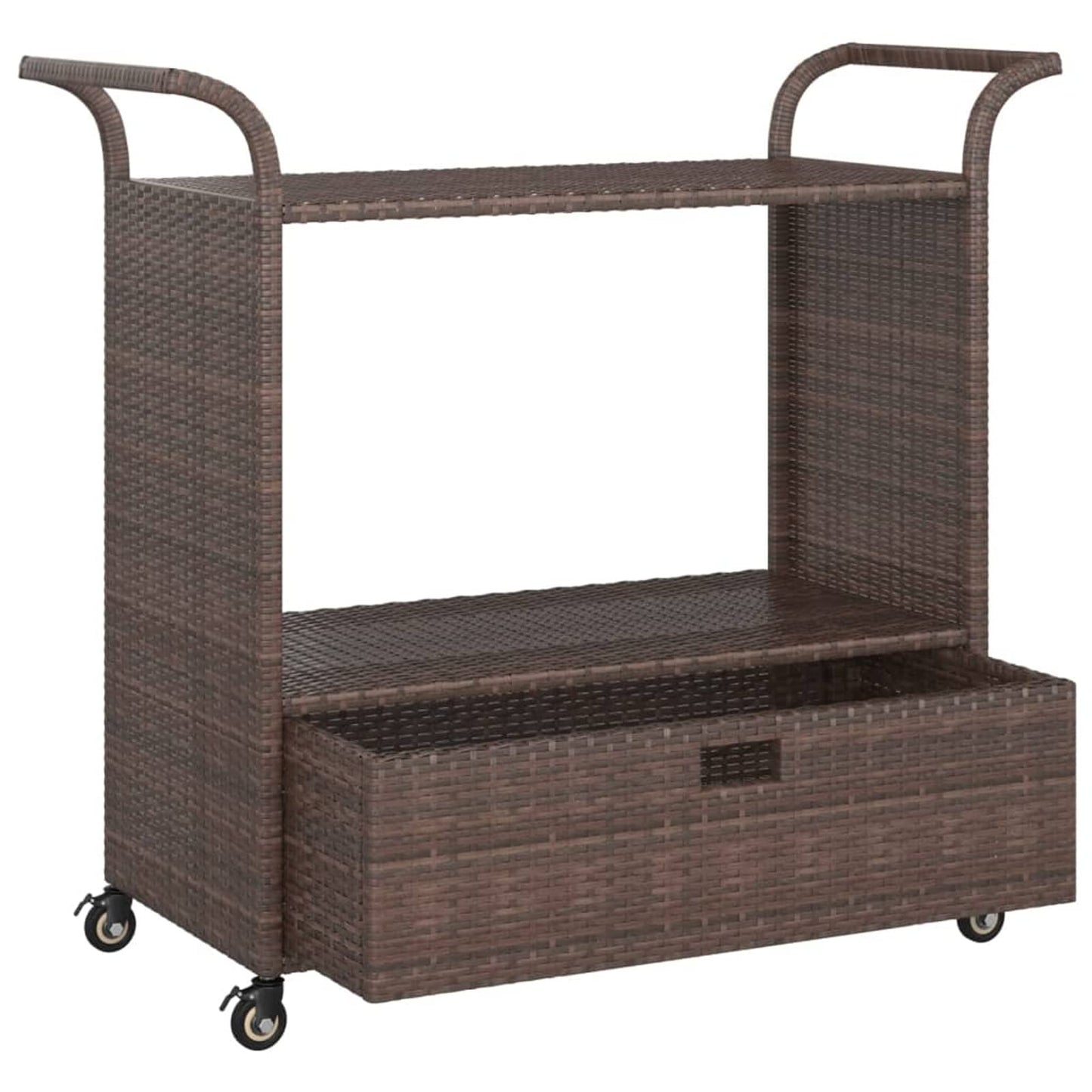 Gecheer Bar Cart with Drawer Brown 39.4"x17.7"x38.2" Poly Rattan 1103206A
