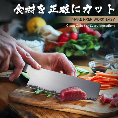 Purple Dragon Santoku Knife 7 Inch Japanese Chef Knife for Chopping Meat Cutting Vegetables, German Vg10 Steel Blade, Ergonomic Wooden Handle Christmas Gift for Men and Women