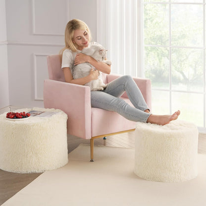 20 15, Hansleep Round Stuffed Pouf Ottoman x Foam Filled Faux Fur Ottoman Foot Rest for Chair with Washable Cover, Foot
