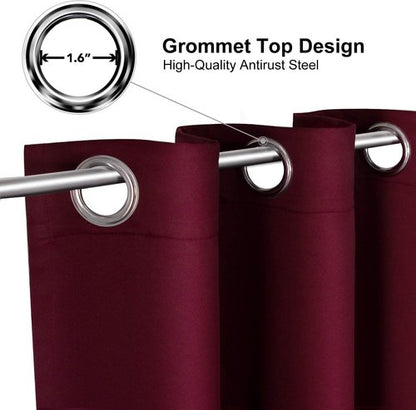 ChrisDowa Blackout Curtains - Thermal Insulated Room Darkening Panels, Burgundy Red, 42W x 84L - 2 Set