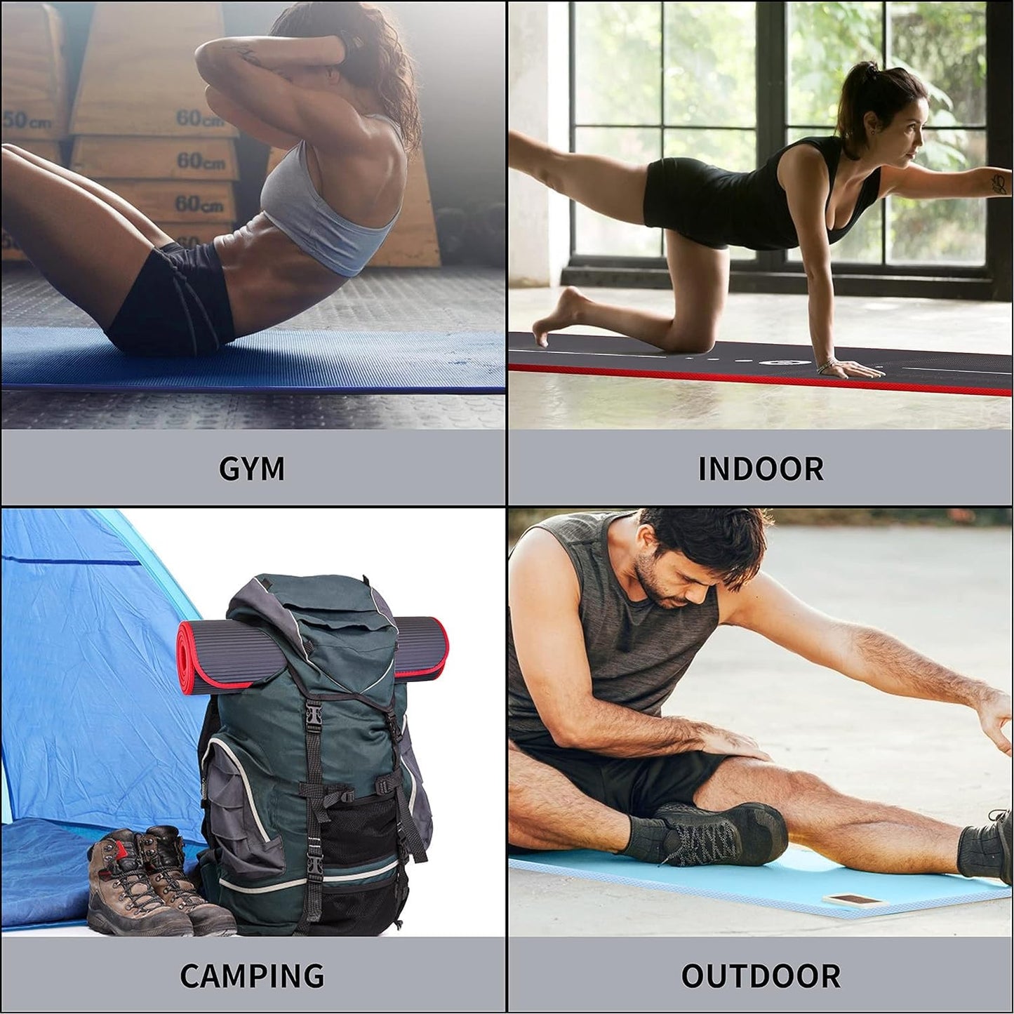 PROIRON Yoga Mat Eco Friendly NBR All-Purpose 10mm Thick Non-Slip Exercise Mat High Density Anti-Tear Pilates Mat with Carrying Strap for Yoga Pilates and Gymnastics - 183cm x 66cm x 1cm - 7 Colours(Only official brand : PROIRON)