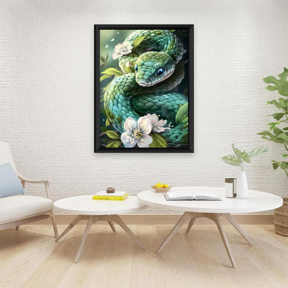 KAYEIUU 5D Green Snake Painting Diamond Painting Kits for Adults Beginner, DIY Snake Diamond Art for Home Wall Decor Gifts Full Drill Round Gem Art 12x16 inch