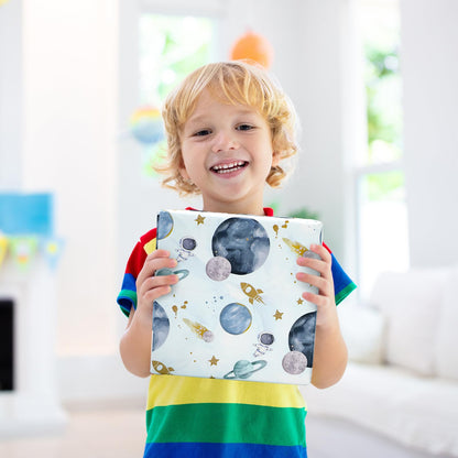 JarThenaAMCS Outer Space Wrapping Paper -Mini Roll- 17In x 32.8Ft First Trip Around The Sun Wrap Paper Watercolor Galaxy Star Craft Papers For Baby Shower Boy Birthday Party Gift Packing Supplies