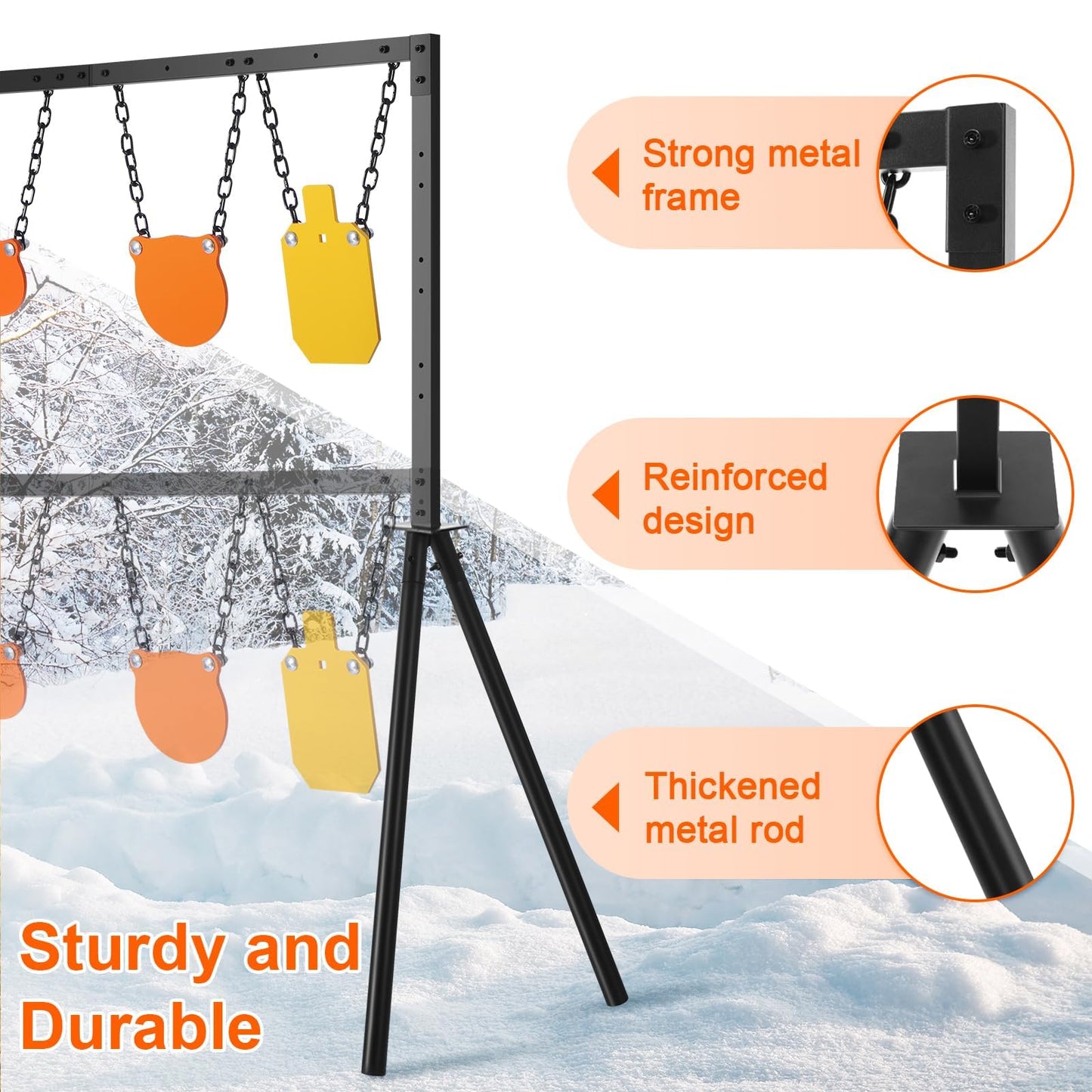 GADFISH AR500 Steel Target Stand System, 3/8 Inch Thick Steel Hostage Targets, Adjustable Height AR500 Shooting Targets for Shooting Range Outdoors