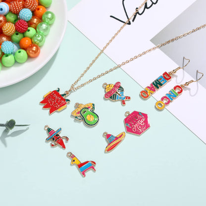 3250PCS+ Mexican Beads for Jewelry Making, Cinco De Mayo Clay Beads Colorful Pearl Acrylic Crystal Pony Beads Enamel Fiesta Chili Sombrero Charms for Bracelet Necklace Making DIY Crafts Accessory