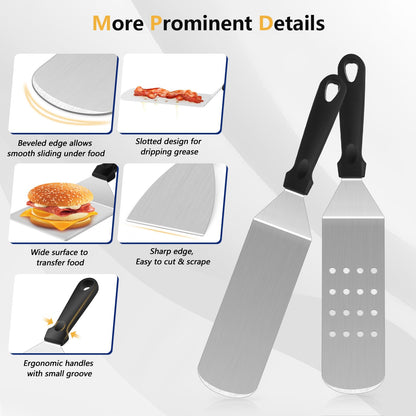 18Pcs Griddle Accessories Kit for Blackstone, Joyfair Flattop Grilling Accessory Set with Smash Burger Press, Stainless Steel Spatula Tools with Basting Cover for Outdoor BBQ Cooking (PP Handles)