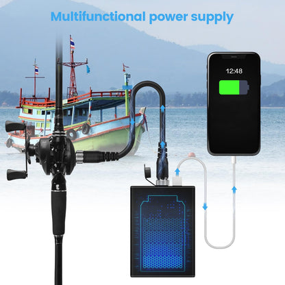 10000mAh Electric Fishing Reel Battery Charger Pack Compatible with Daiwa Tanacom 1200 1000 Seaborg 800MJ Shimano Beastmaster Forcemaster Plemio Plays with 3 Power Cord Cable & Crossbody Storage Bag