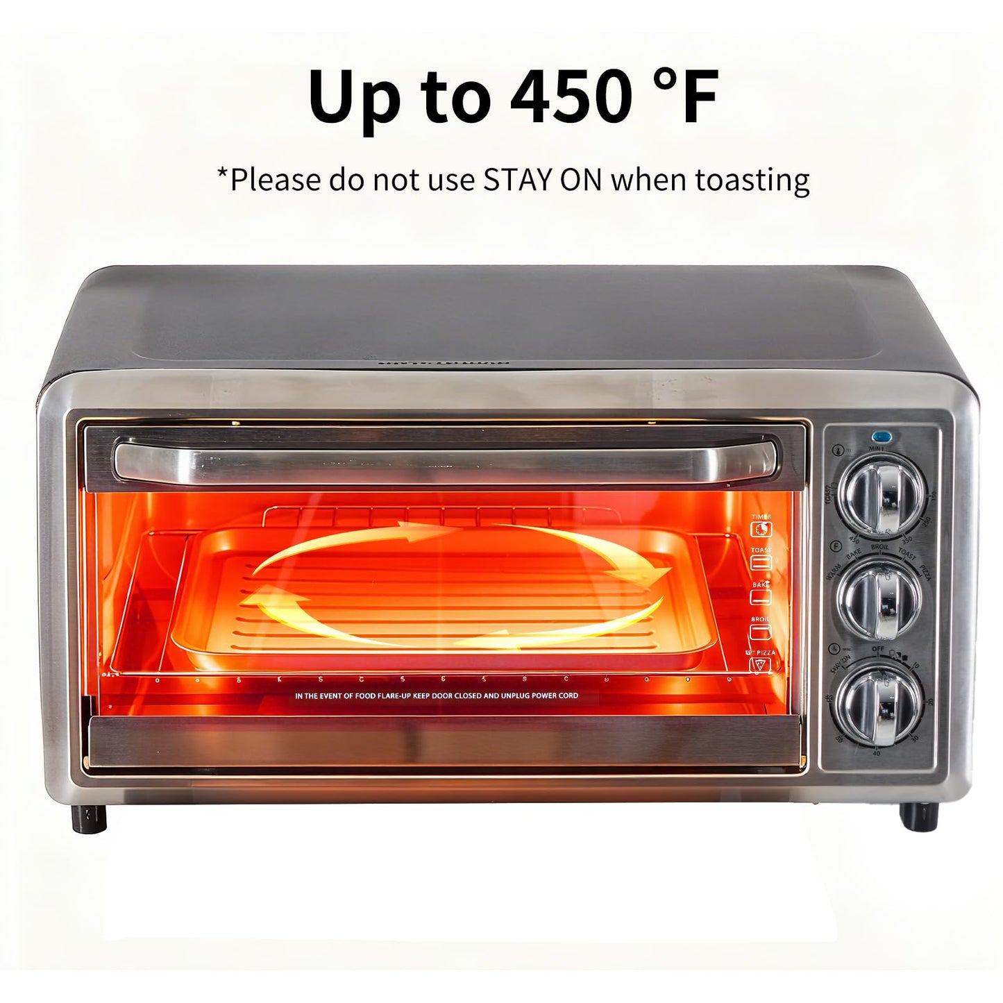 OLIXIS Toaster Ovens Countertop 19Quart, Bake, Toast, Broiler, Pizza and Warm, 1300W, 30 Min Timer, Fry Basket, Backing Pan and Rack Included, Up to 400°F