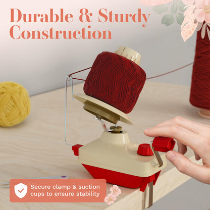 ClarArti - Yarn Winder for Crocheting & Knitting – Manual Yarn Ball Winder for Yarn Cakes – Quick, Quiet Yarn Cake Winder with Table Clamp