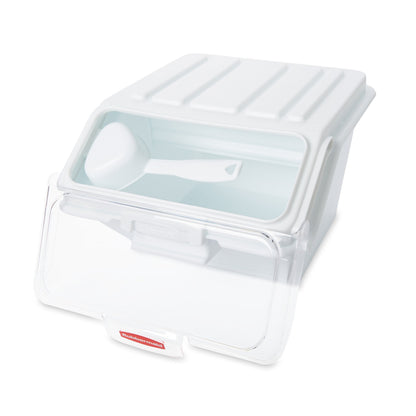 Rubbermaid Commercial Products ProSave Shelf Food Ingredient Bin with Scoop 40-Cup White Kitchen Food Storage Sugar/Grains/Rice/Baking Supplies