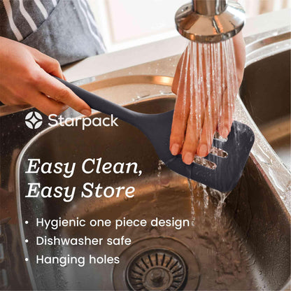 Starpack 'Let it Drain' Silicone Slotted Spoon - Large Slotted Spoon for Cooking Heat Resistant to 600°F - Silicone Slotted Serving Spoons, Non Stick Slotted Cooking Spoon