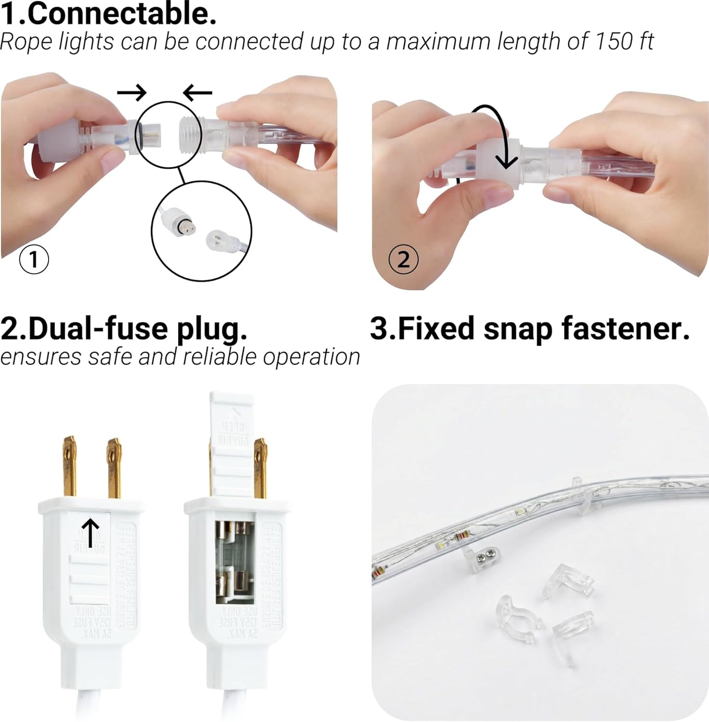 20ft 8 Rope Lights Outdoor, Connectable & Flexible Tube Lights with Modes Controller,Waterproof Multicolor LED Rope