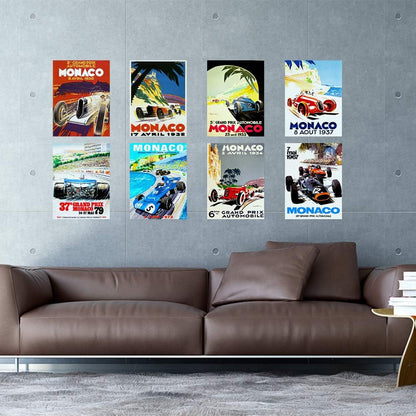 Artery8 Monaco Grand Prix Classic Racing Motor Sport Advert - Premium Wall Art Poster Pack of 8 for Home Decor