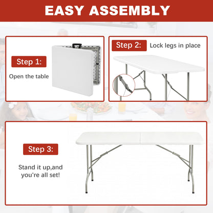 Elevon 6FT Folding Tables – Heavy Duty Portable Foldable Table with Built-in Handle, 300 lb Capacity – Ideal for Events, Parties, Crafts, Camping & Dining (10-Pack)