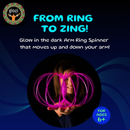 Mozi Glozi Geometric Magic Flow - Easy to Use 3D Spiral Toy, Glowing Spinning Bracelet for Children and Adults (Pink)