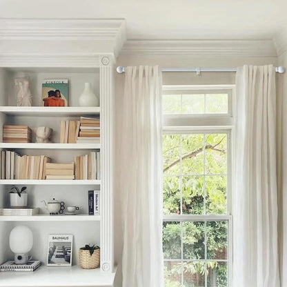 GXOACKJ Heavy-Duty Metal Curtain Rods - Decorative White, 48 to 84 Inches, Includes Brackets