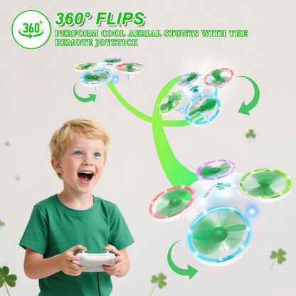 Clover Drone for Kids – Beginner-Friendly LED Quadcopter with Dual Modular Batteries, Easy to Fly, Altitude Hold, One-Key Takeoff, 360 Flips – Gift for Boys & Girls Age 6+