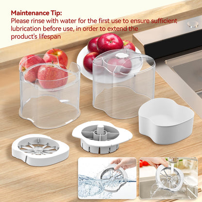 NEW Professional Apple Slicer and Corer 6.42in- Stainless Steel Apple Cutter with 12 Slices, Heavy Duty Design for Large Apples, Thin Slices, Compatible with Pears and Other Fruits（White）
