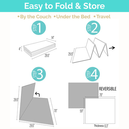 JumpOff Jo Foldable Foam Play Mat – Large Waterproof Baby & Toddler Activity Floor Mat, Double-Sided 70 x 59 Inch Play Surface - Seaside