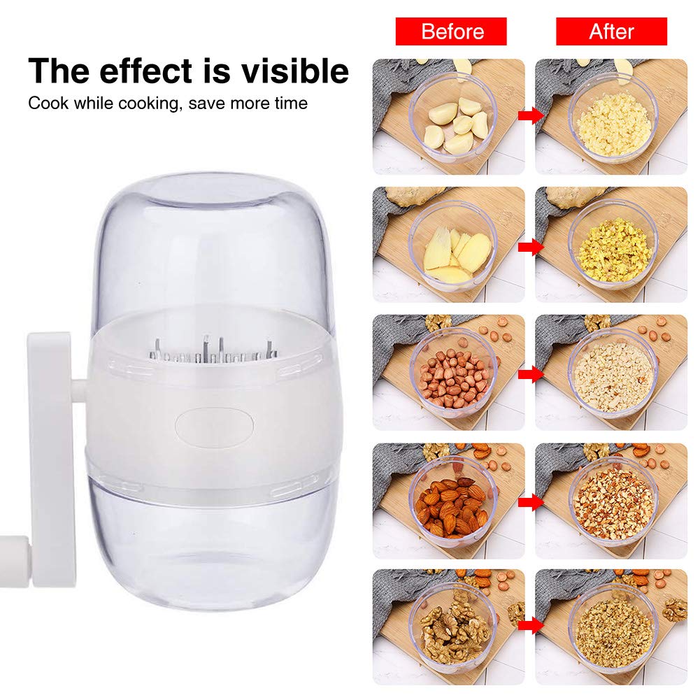 Manual Nut Grinder, Portable Nut Chopper Hand Crank for All Nuts Walnut Pecans, Food Chopper Garlic Cutter Hand Held Food Shredder Cutter Mincer Blender Kitchen Tool(Grey)